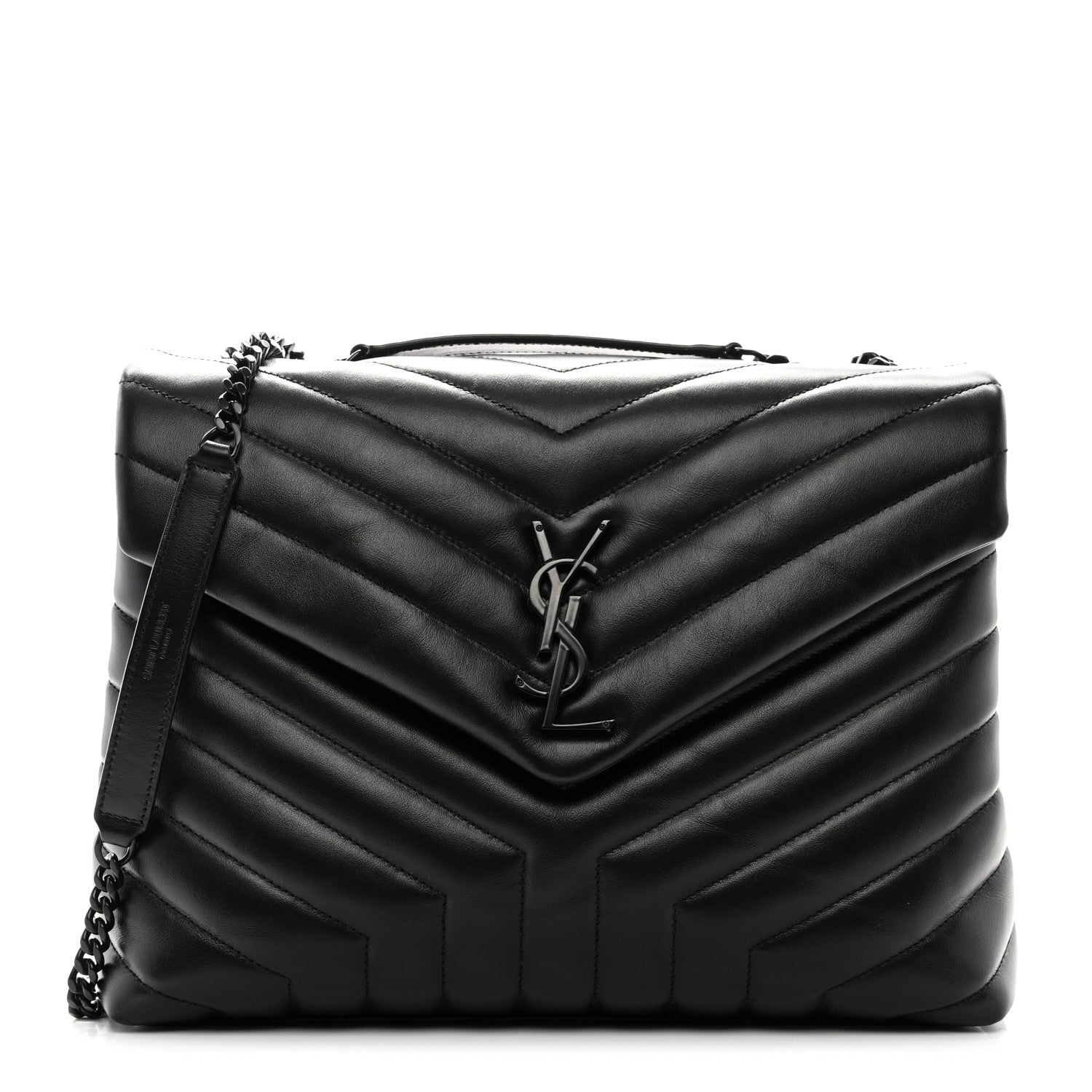 Saint Laurent Calfskin Y Quilted Monogram Monochrome Medium Loulou Chain Satchel Black 1 of 11