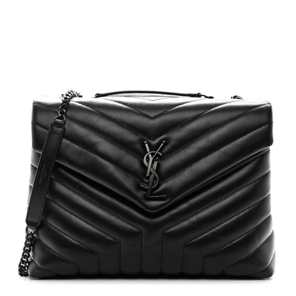 Saint Laurent Calfskin Y Quilted Monogram Monochrome Medium Loulou Chain Satchel Black 1 of 11