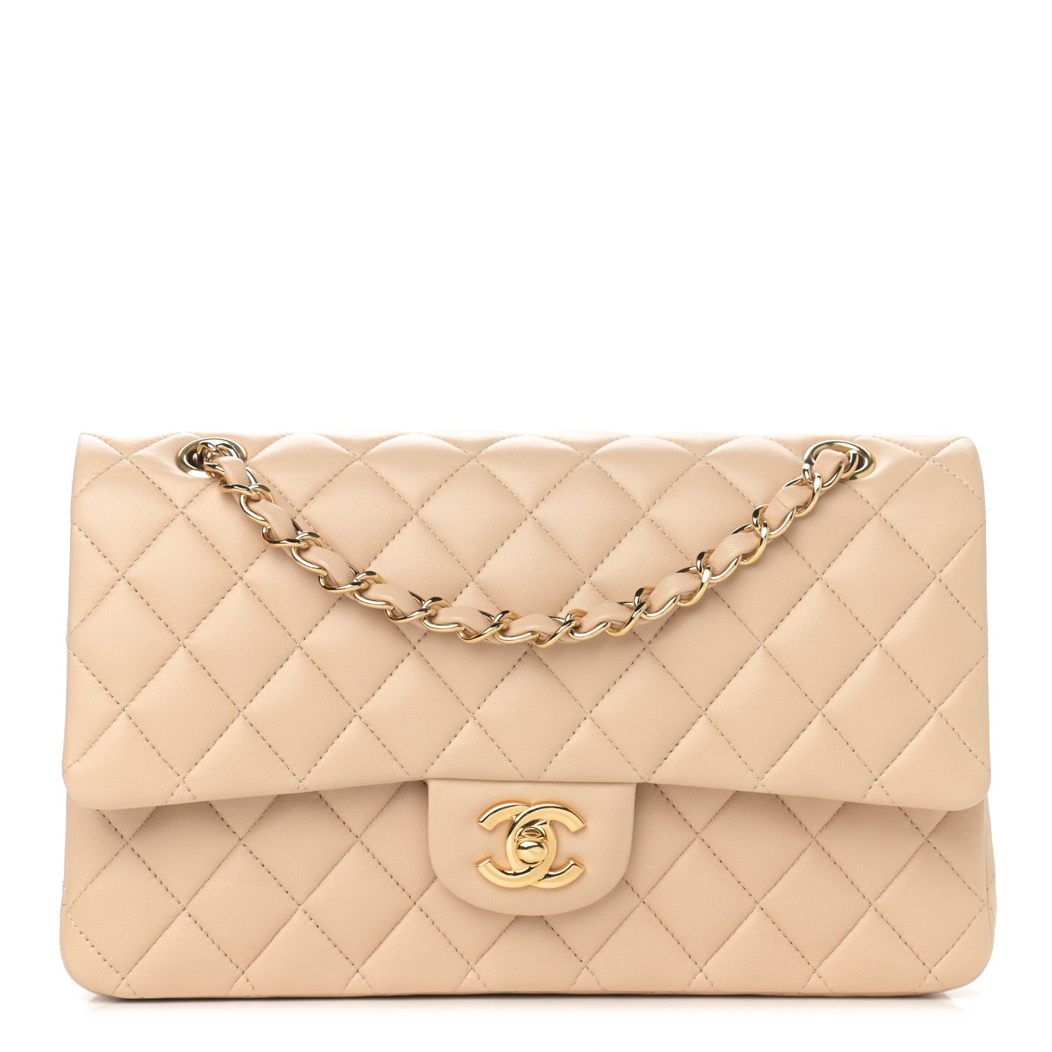 Chanel Lambskin Quilted Medium Double Flap Beige 1 of 11