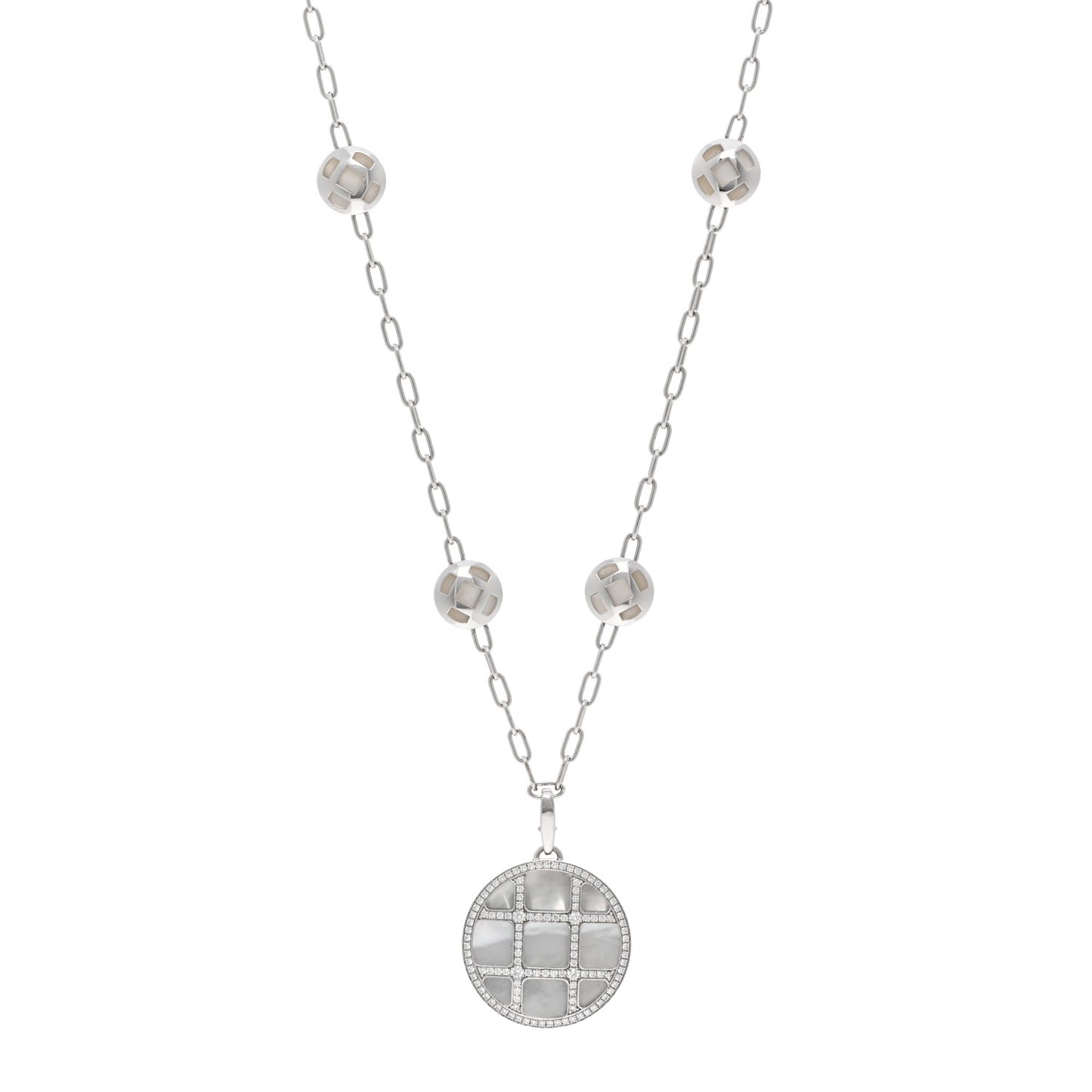 18K White Gold Diamond Mother of Pearl Pasha De Cartier Necklace