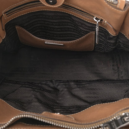 Prada Glace Calf Twin Pocket Fringe Tote Caramel 4 of 9