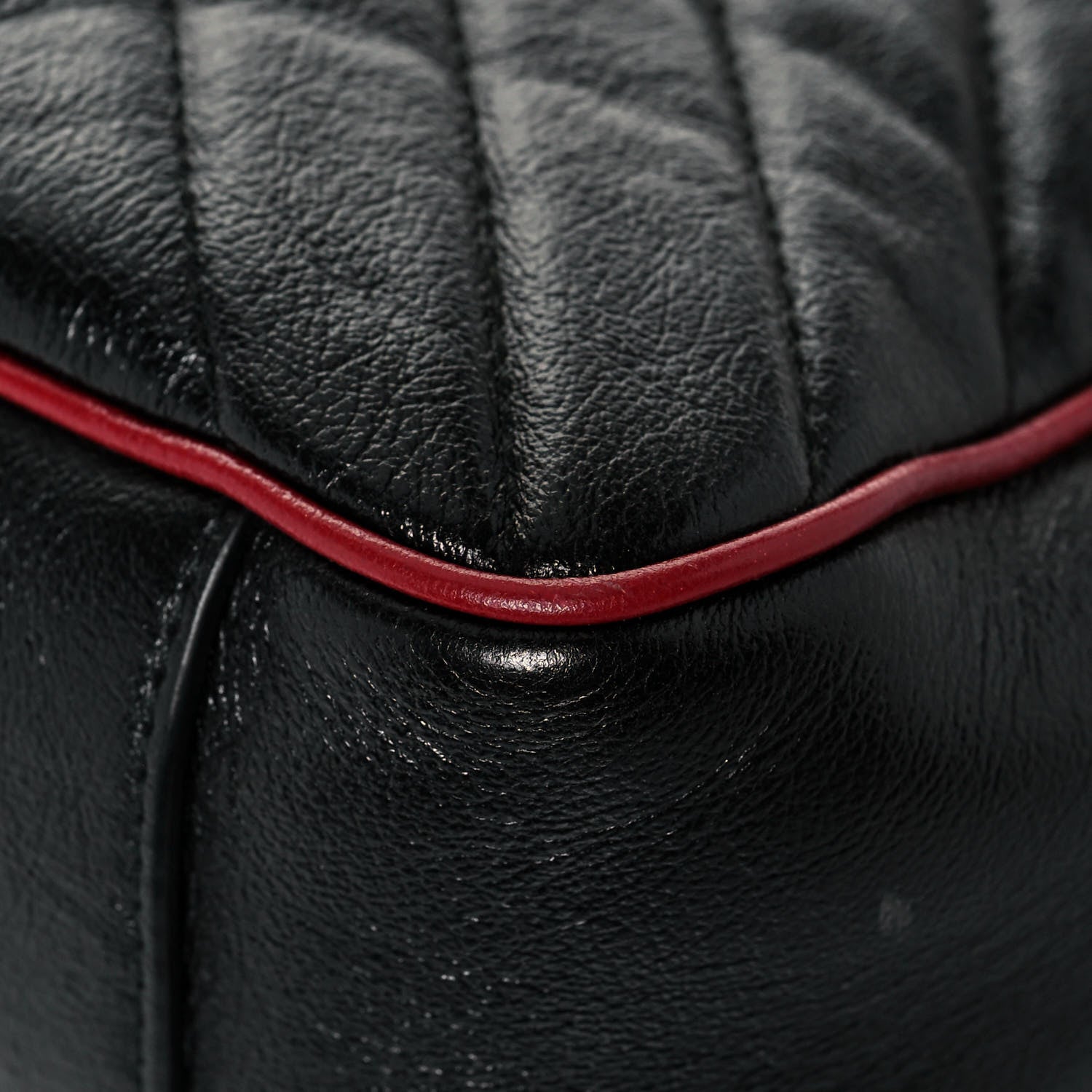 Gucci Vintage Effect Calfskin Matelasse Diagonal Small Torchon GG Marmont Shoulder Bag Black Romantic Cherry 12 of 15