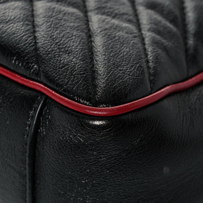 Gucci Vintage Effect Calfskin Matelasse Diagonal Small Torchon GG Marmont Shoulder Bag Black Romantic Cherry 12 of 15