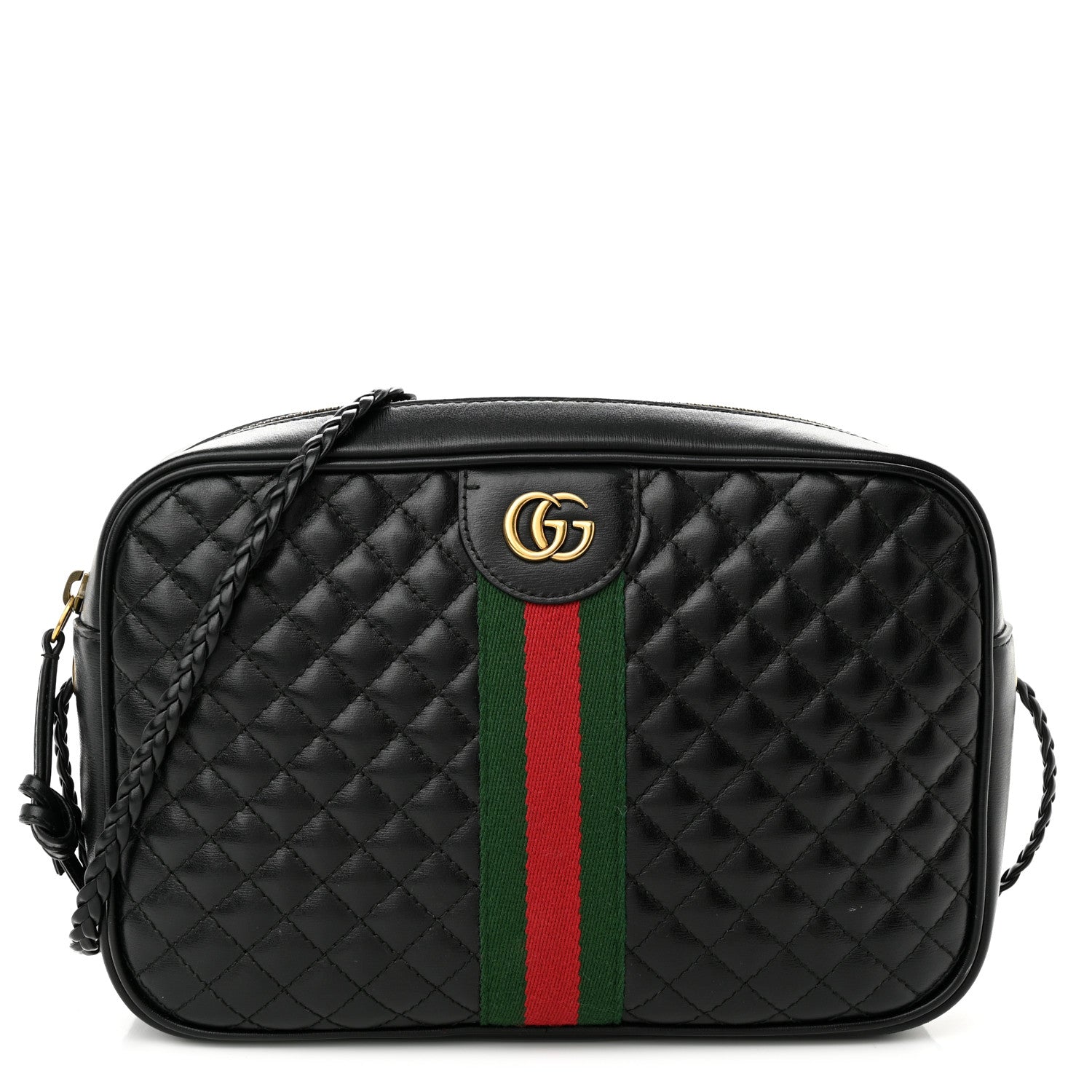 Gucci Calfskin Web Trapuntata Small GG Shoulder Bag Black 1 of 11