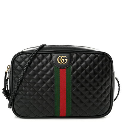 Gucci Calfskin Web Trapuntata Small GG Shoulder Bag Black 1 of 11