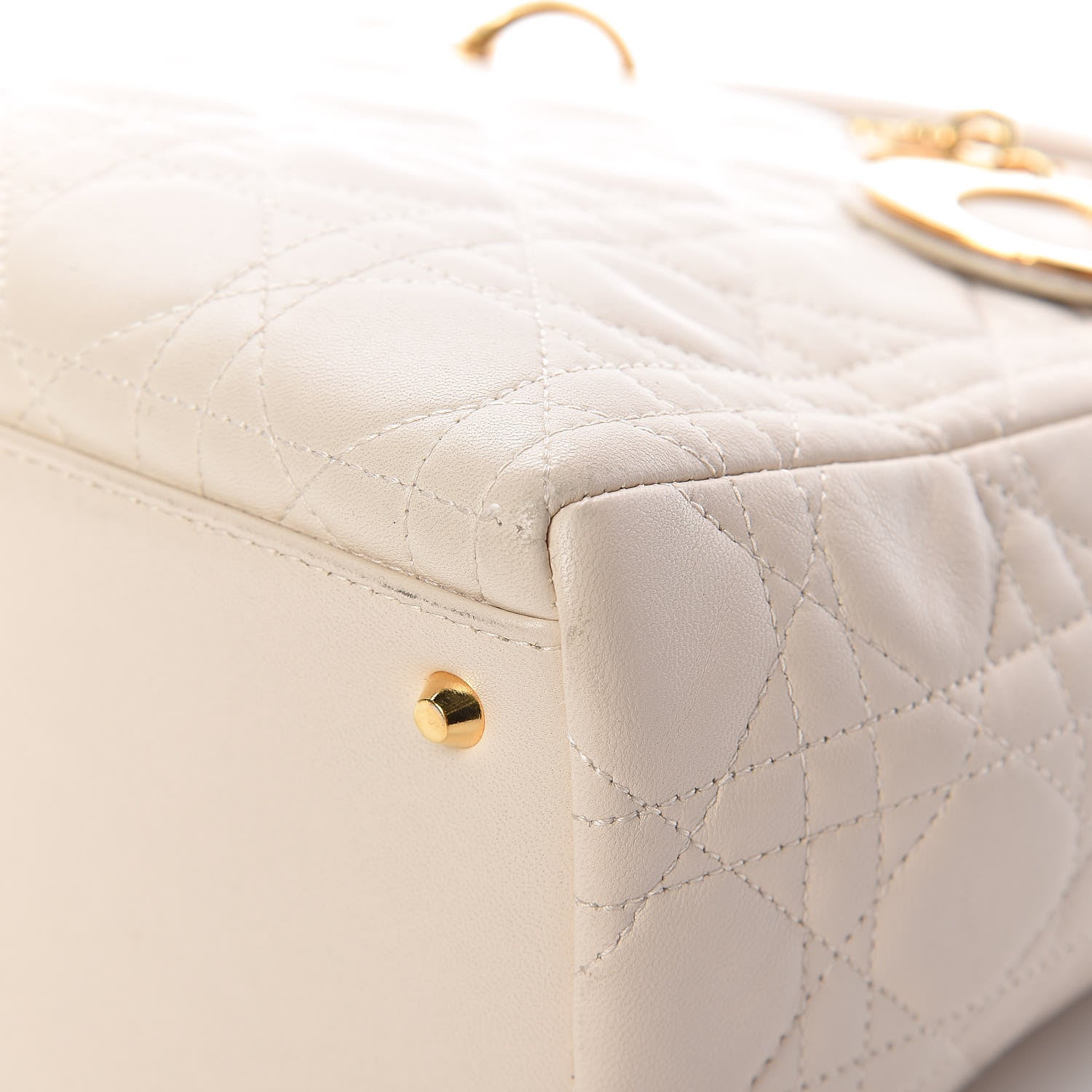 Christian Dior Lambskin Cannage Medium Lady Dior Light Beige 9 of 25