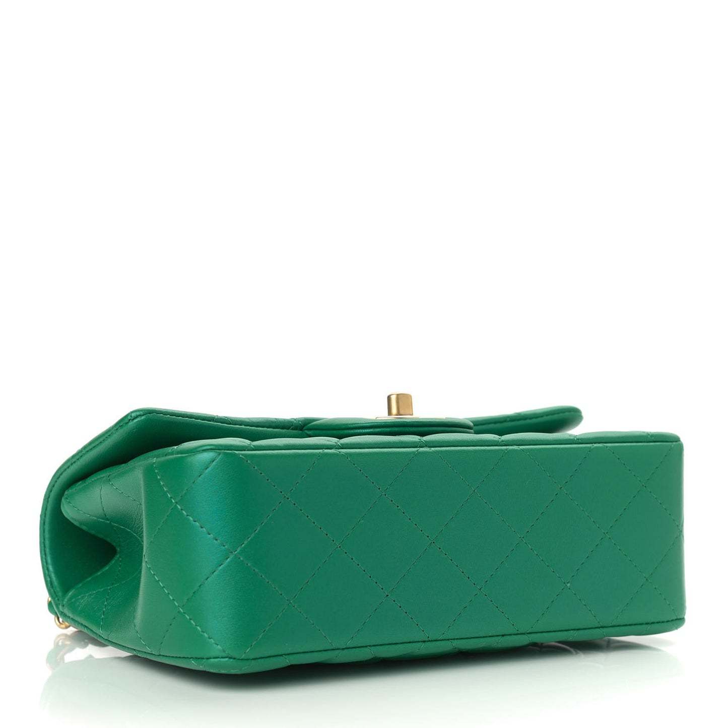 Iridescent Lambskin Quilted Mini Top Handle Rectangular Flap Green