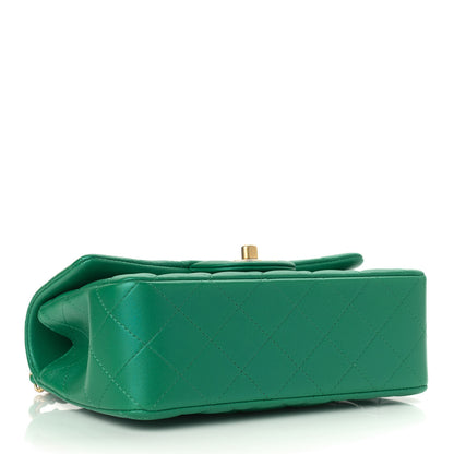 Chanel Iridescent Lambskin Quilted Mini Top Handle Rectangular Flap Green 4 of 9