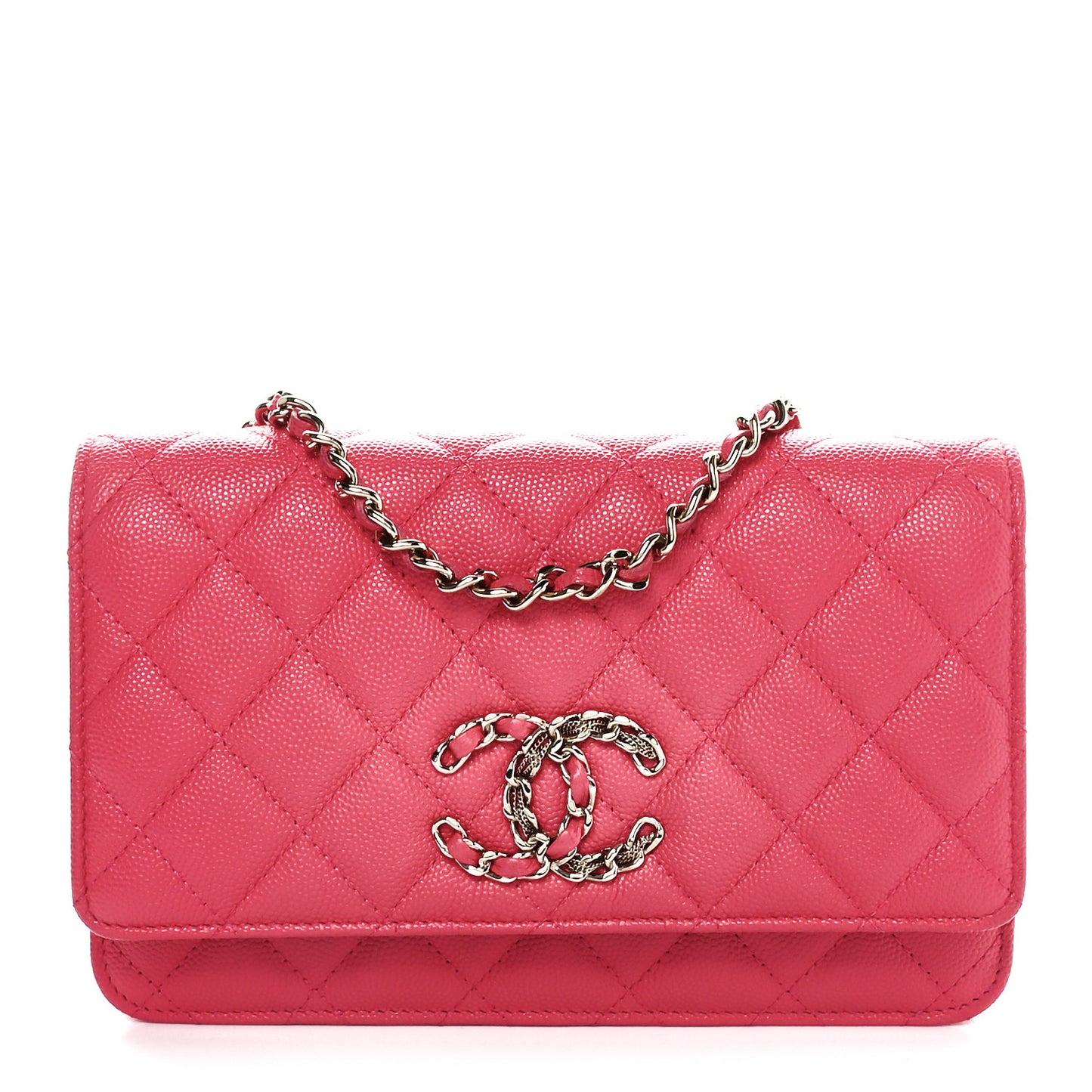 Caviar Quilted French New Wave Chain CC Wallet On Chain WOC Pink