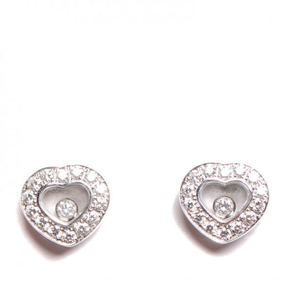 Chopard 18K White Gold Happy Diamonds Heart Earrings 1 of 6
