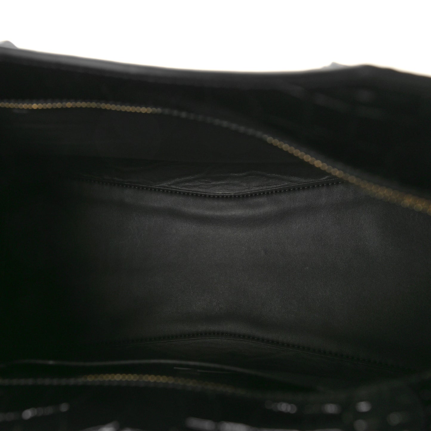 Shiny Supple Calfskin Crocodile Embossed Brass Hardware Neo Classic City Black