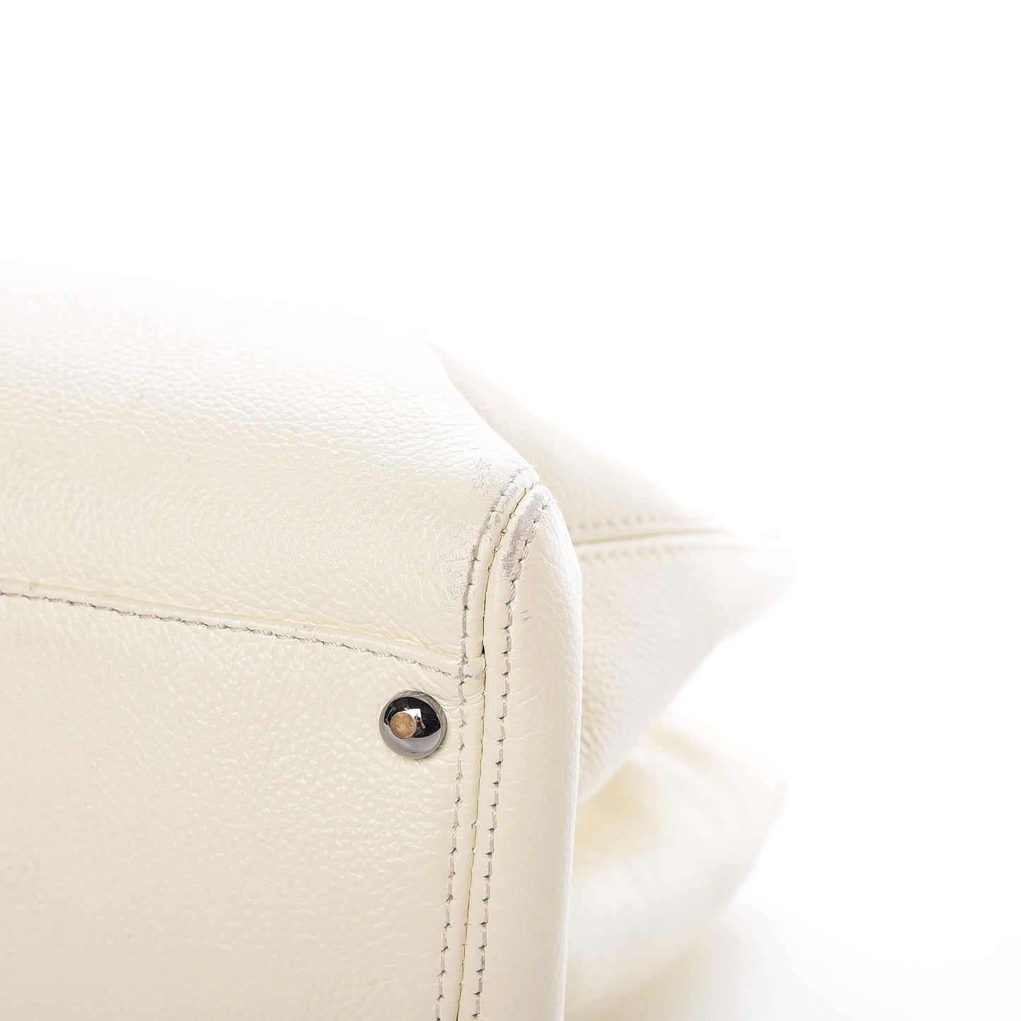 Calfskin Mademoiselle Lock Cerf Shopper Tote White