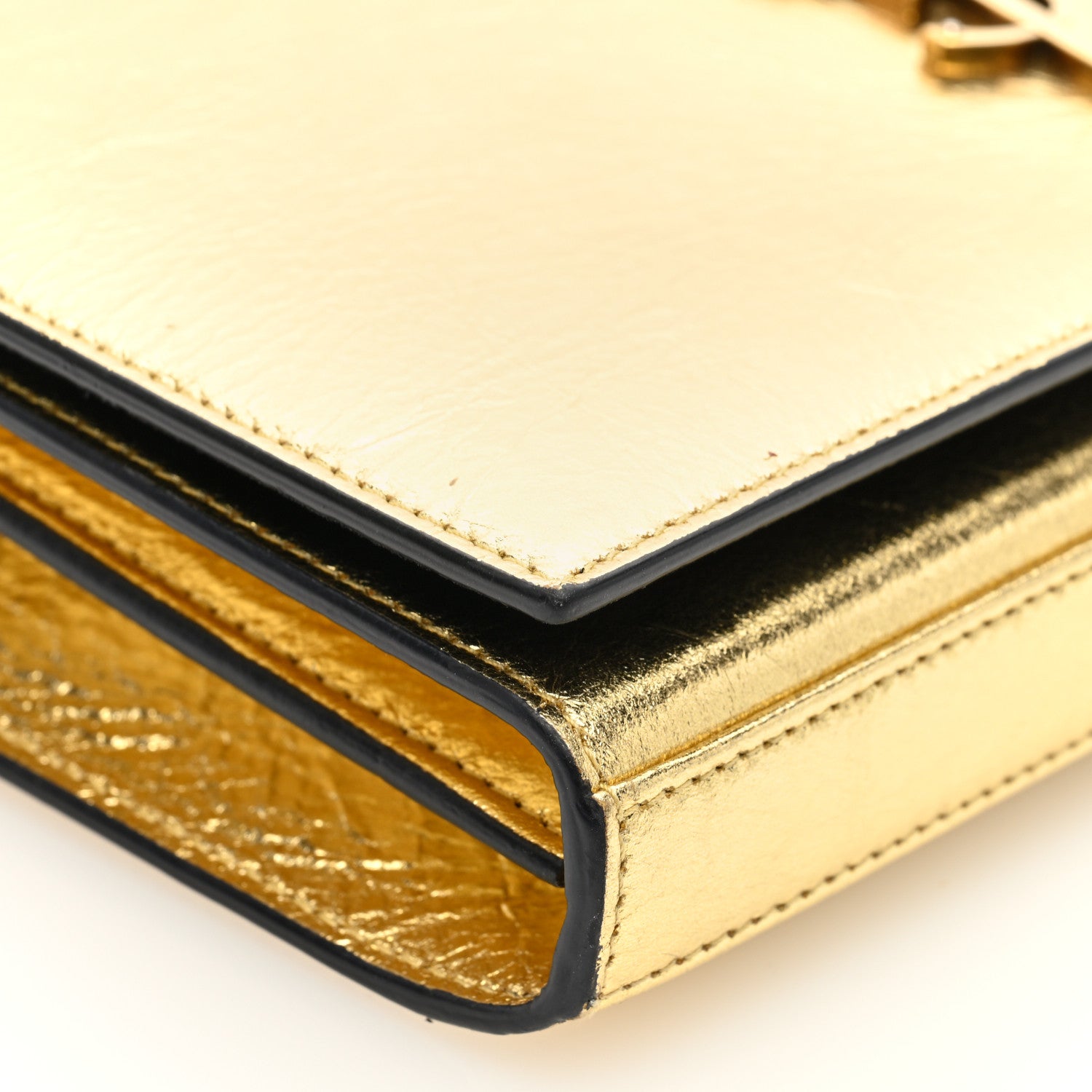 Saint Laurent Metallic Calfskin Monogram Chain Wallet Gold 8 of 9