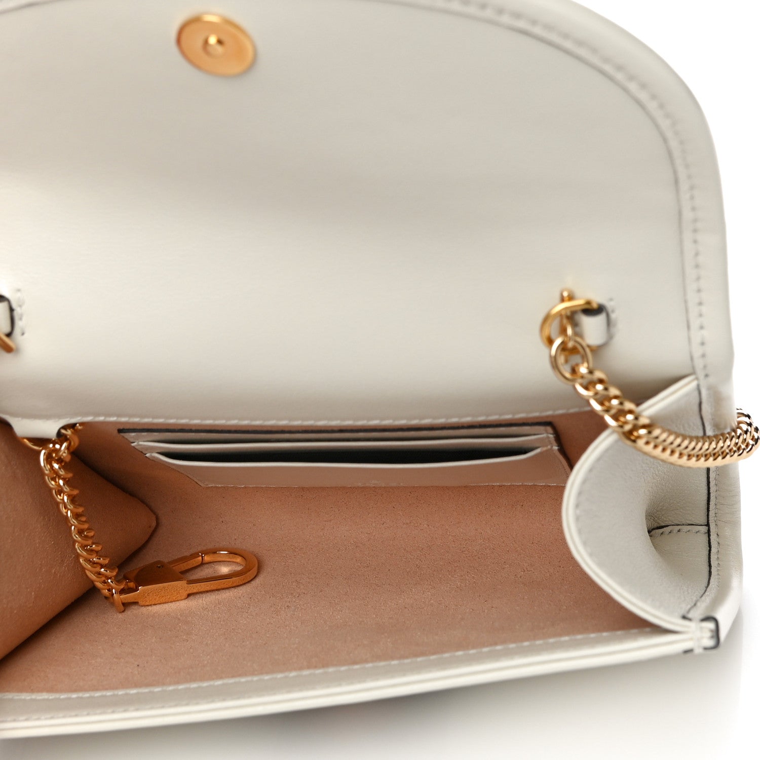 Gucci Textured Calfskin Web Mini Rajah Slim Flap Shoulder Bag Mystic White 5 of 11