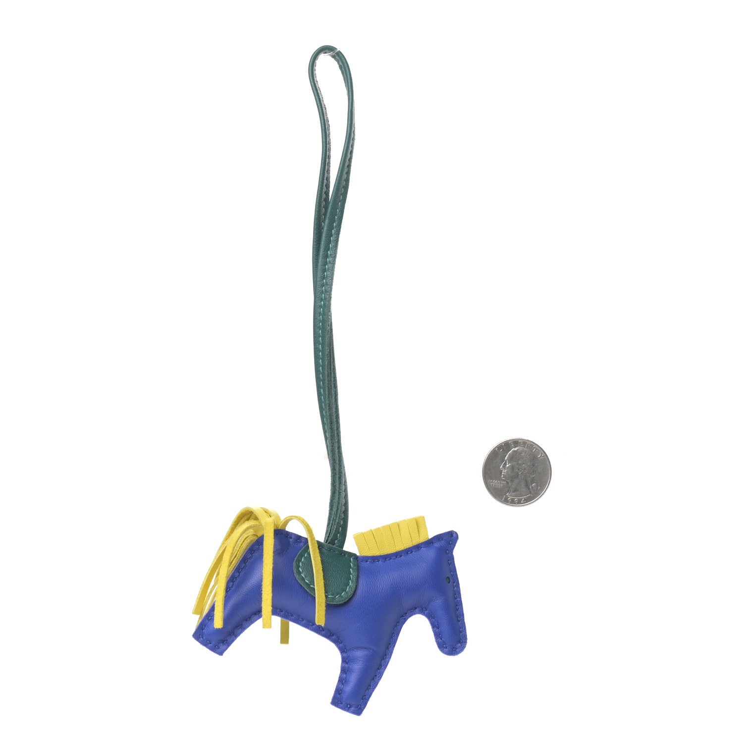 Hermes Milo Lambskin Grigri Rodeo Horse Bag Charm PM Bleu Electrique Lime Malachite 2 of 3