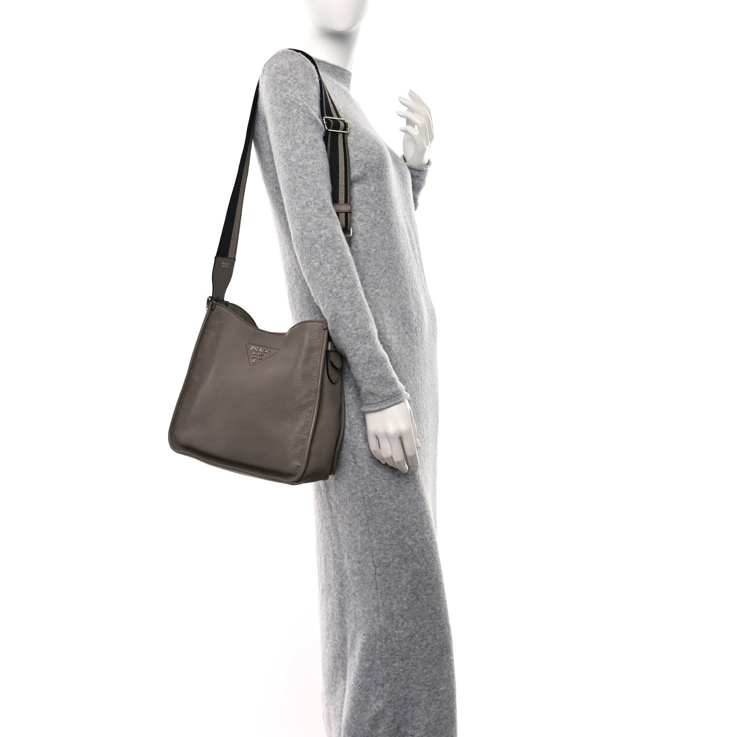 Prada Vitello Daino Soft Mini Hobo Messenger Bag Argilla 2 of 13