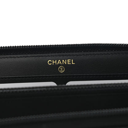 Chanel Caviar Quilted Boy Long Zip Around Wallet Black 6 of 9