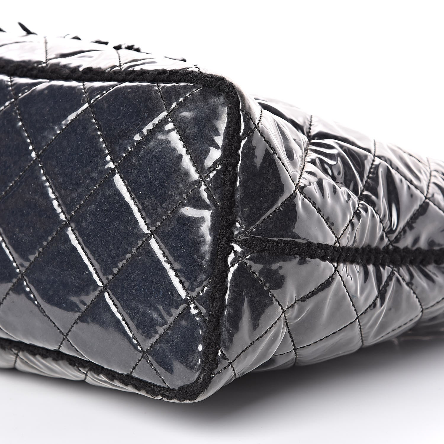 Chanel Vinyl Quilted Large Funny Tweed Tote Black 10 of 15