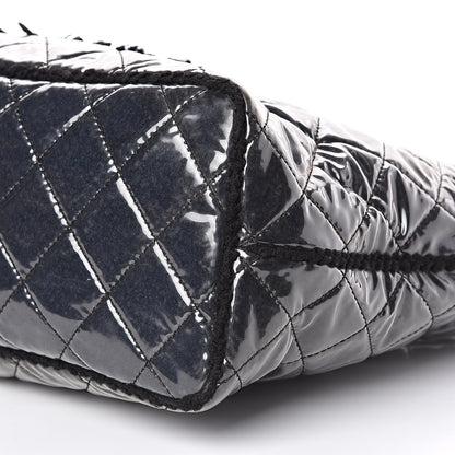 Chanel Vinyl Quilted Large Funny Tweed Tote Black 10 of 15