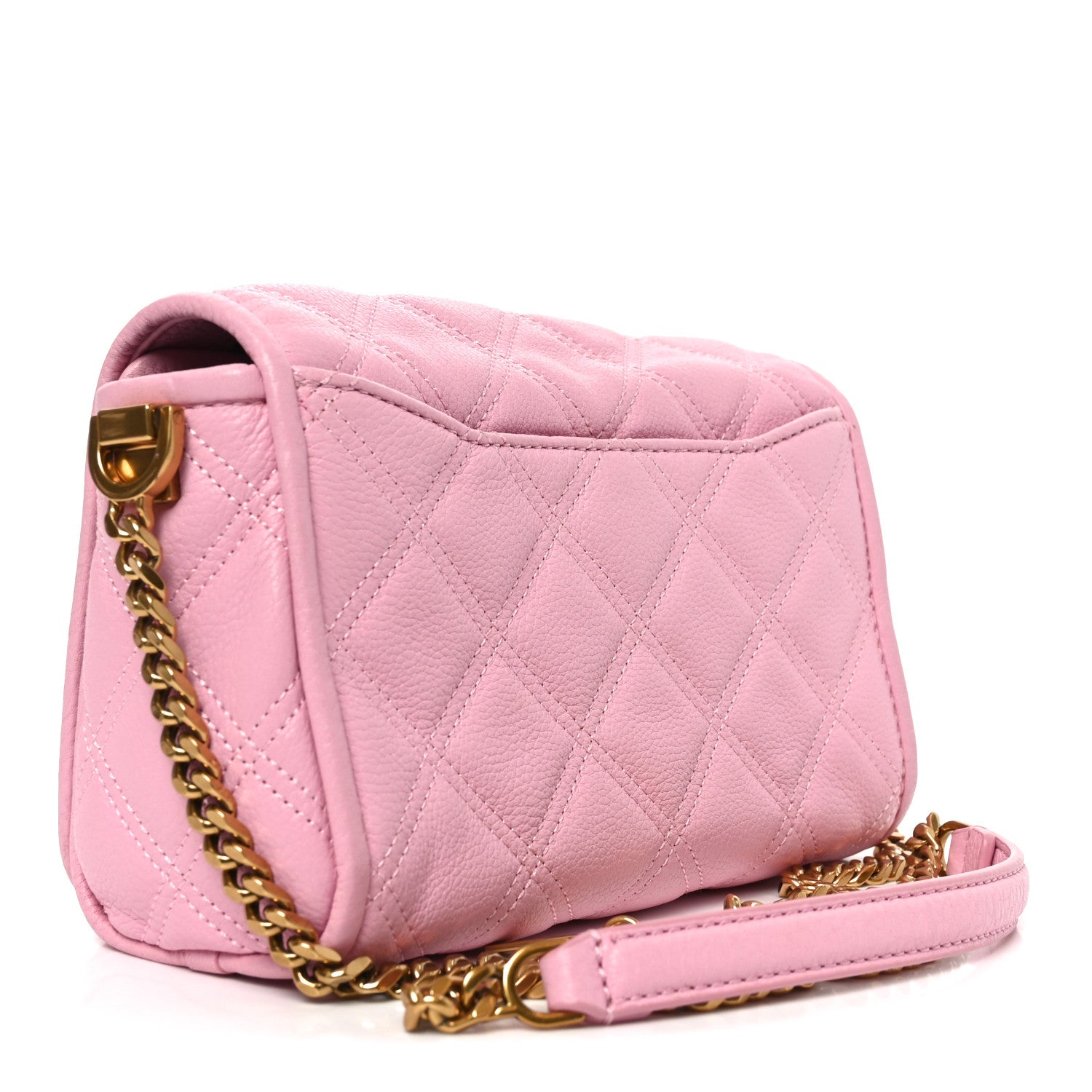 Marc Jacobs Grained Calfskin Quilted Double Stitched Small The Status Shoulder Bag Pink 3 of 9