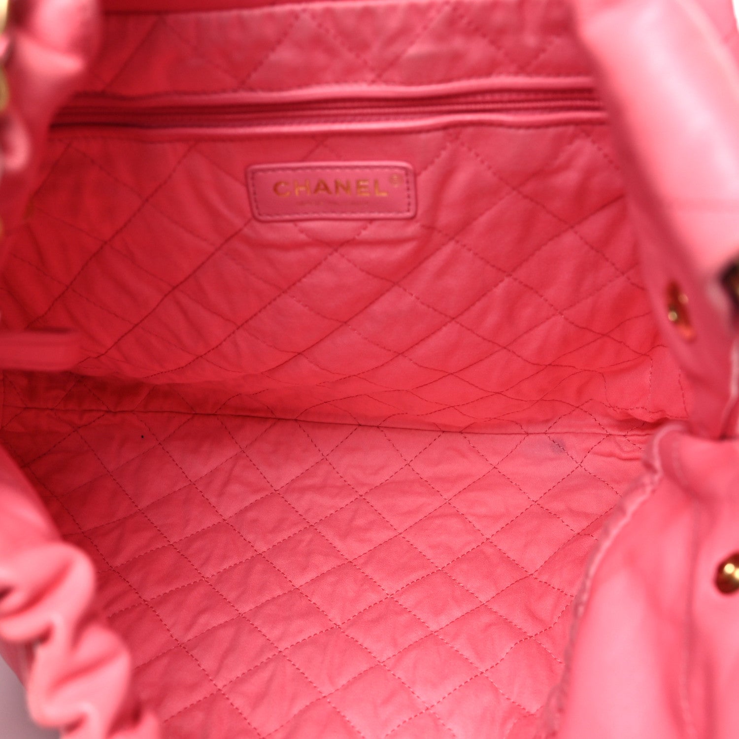Chanel Shiny Calfskin Quilted Chanel 22 Drawstring Bag Coral Pink Coral Pink 6 of 11