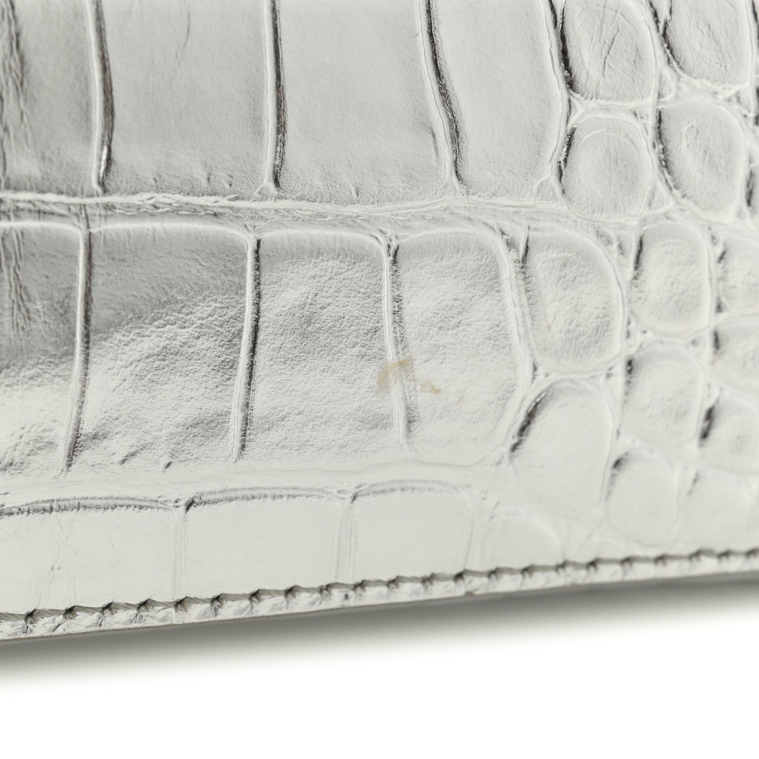 Givenchy Metallic Calfskin Croc Embossed Small Cut Out Shoulder Bag Silver 11 of 12