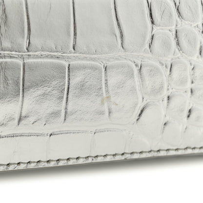 Givenchy Metallic Calfskin Croc Embossed Small Cut Out Shoulder Bag Silver 11 of 12