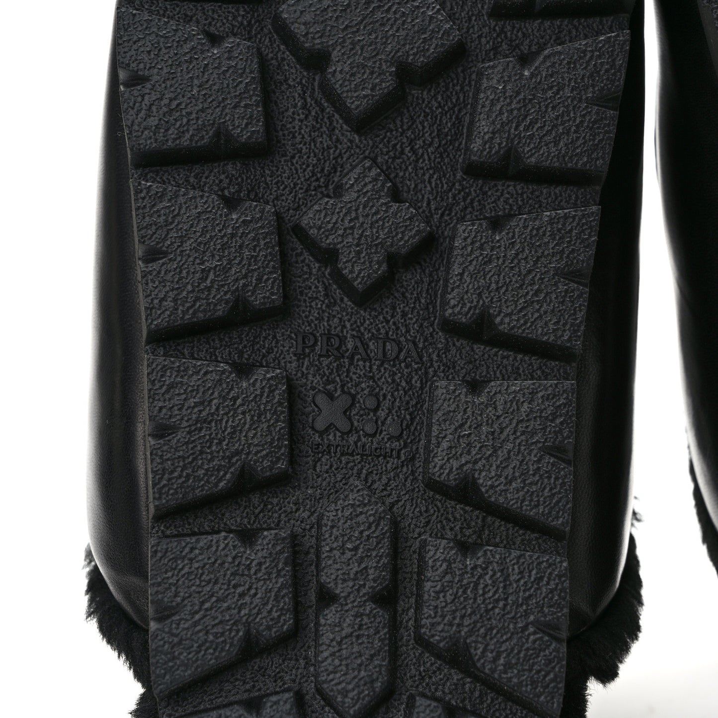 Nappa Shearling Soft Padded Metal Triangle Logo Lug Sole 20mm Mules 37 Black