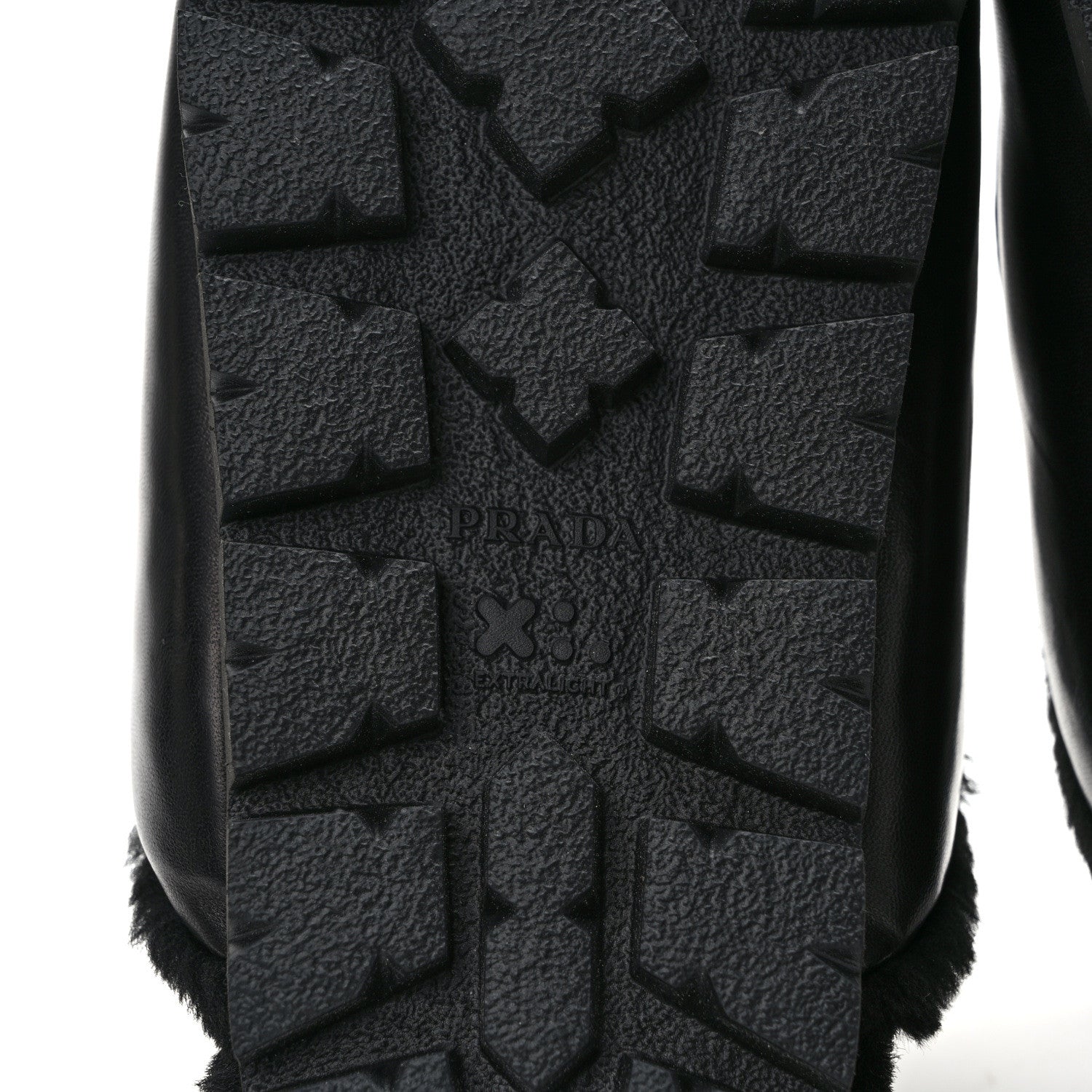 Prada Nappa Shearling Soft Padded Metal Triangle Logo Lug Sole 20mm Mules 37 Black 6 of 7