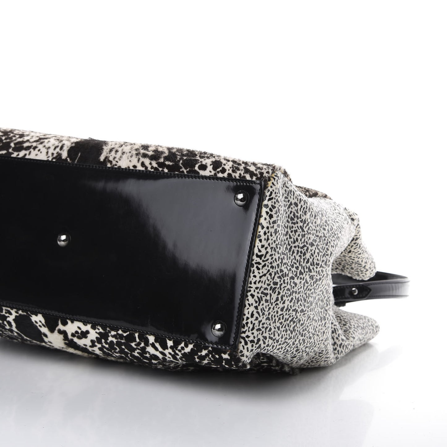 Calf Hair Patent Regular 2jours Tote Black White