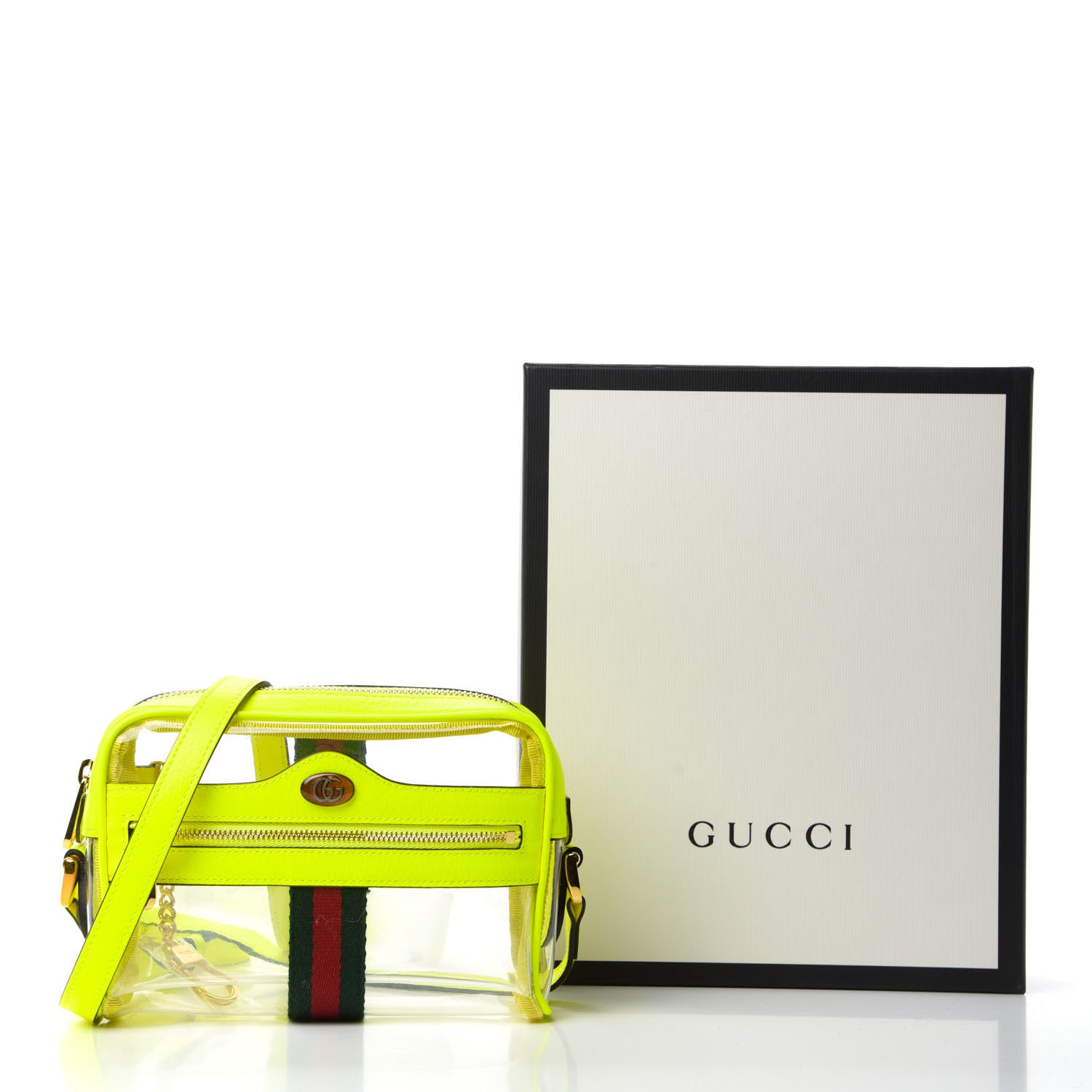 Gucci Vinyl Web Mini Ophidia Transparent Shoulder Bag Yellow Fluo 10 of 10