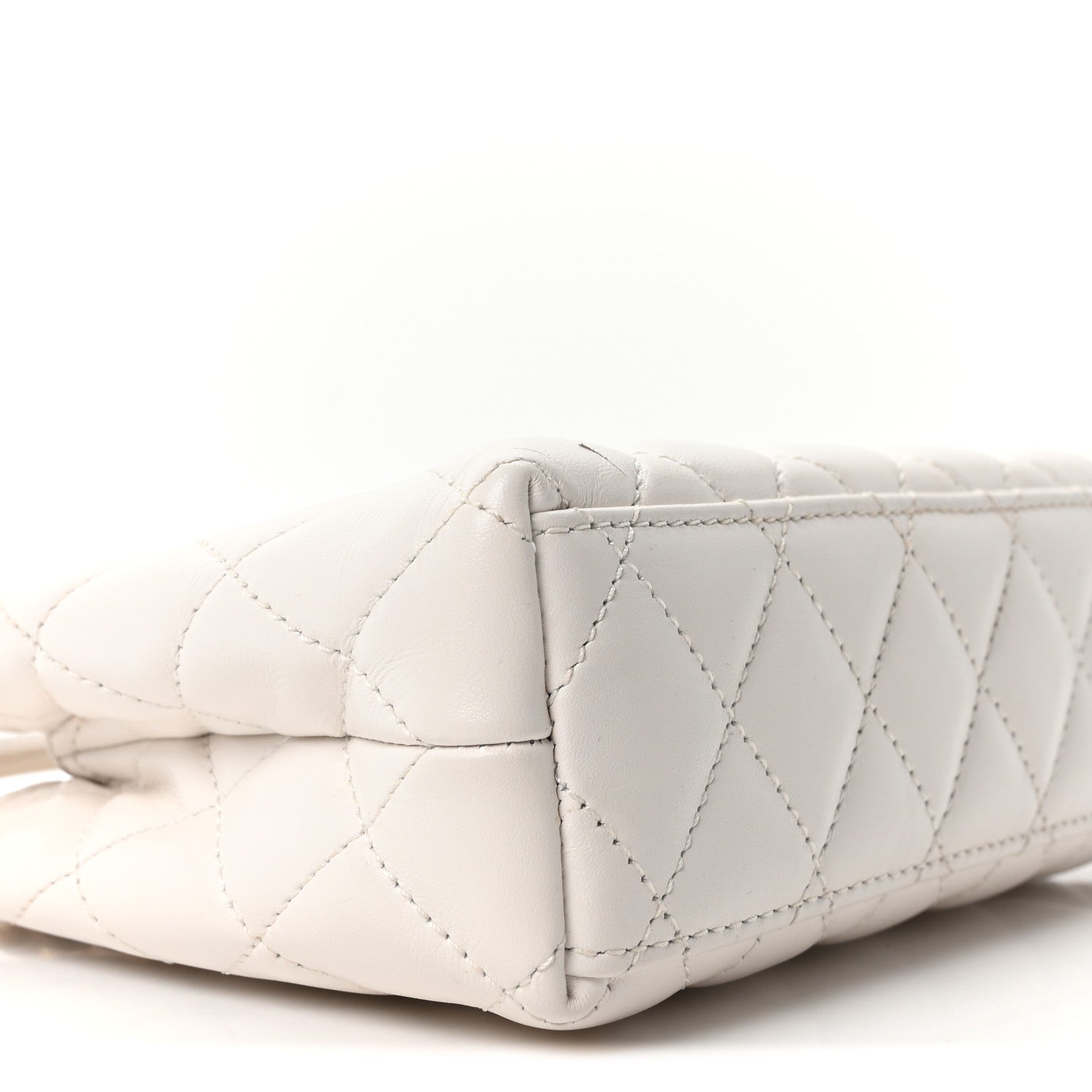 Chanel Shiny Aged Calfskin Quilted Nano Kelly Shopper White 9 of 11