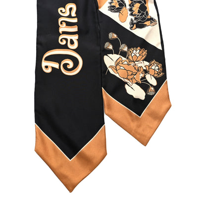 Gucci Silk Twill Lit Ninfea Neck Bow Scarf Beige Black 2 of 3