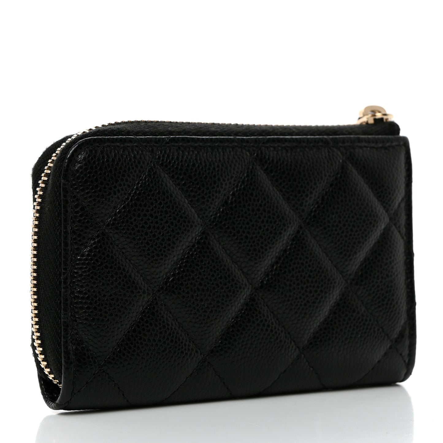 Caviar Quilted Zipped Key Holder Case Black