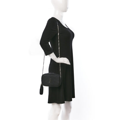 Saint Laurent Grain De Poudre Matelasse Monogram Mini Lou Camera Bag Black 2 of 12