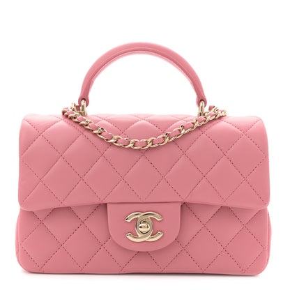 Chanel Lambskin Quilted Mini Top Handle Rectangular Flap Pink 1 of 11
