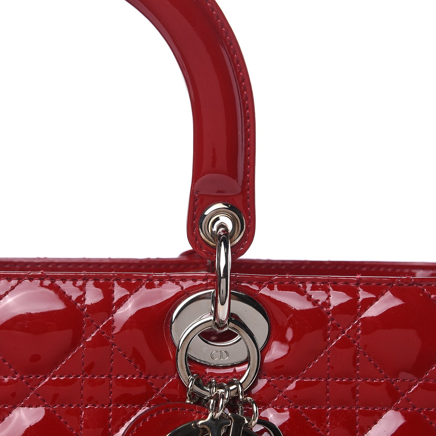 Patent Cannage Large Lady Dior Red