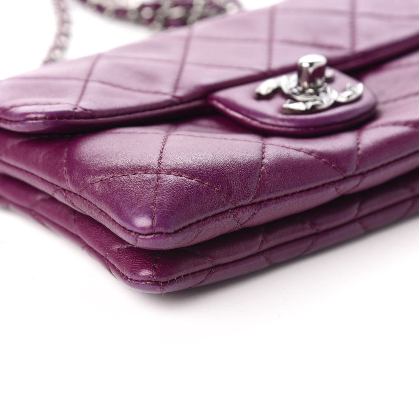 Lambskin Quilted Mini Mineral Nights Flap Crossbody Bag Purple