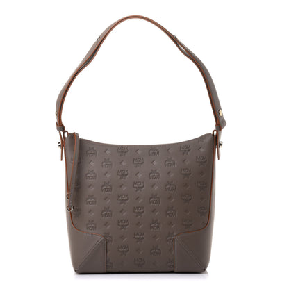 MCM Calfskin Ottomar Monogram Medium Klara Hobo Urban Taupe 1 of 9