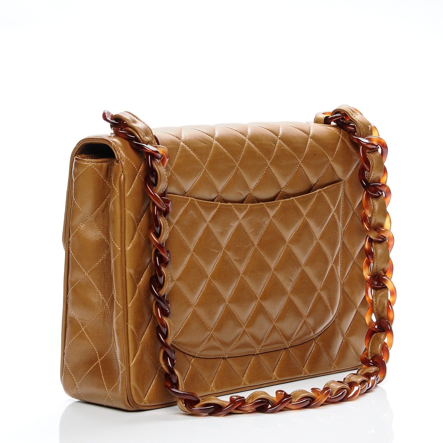 Chanel Lambskin Quilted Bekko Jumbo Single Flap Dark Beige 3 of 10