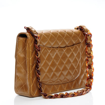 Chanel Lambskin Quilted Bekko Jumbo Single Flap Dark Beige 3 of 10