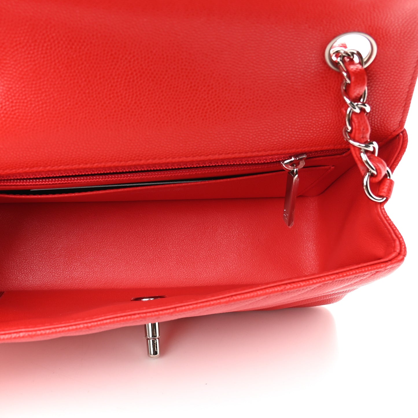 Caviar Chevron Quilted Mini Rectangular Flap Red
