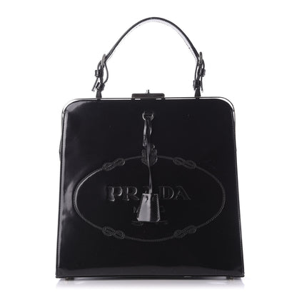 Prada Spazzolato Logo Print Framed Bag Black 1 of 8
