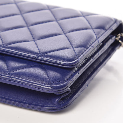 Chanel Lambskin Quilted Wallet On Chain WOC Dark Blue 6 of 11