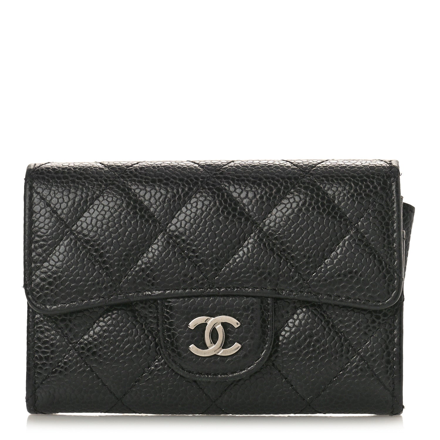 Chanel Caviar Quilted Flap Card Holder Wallet Black 1 of 9