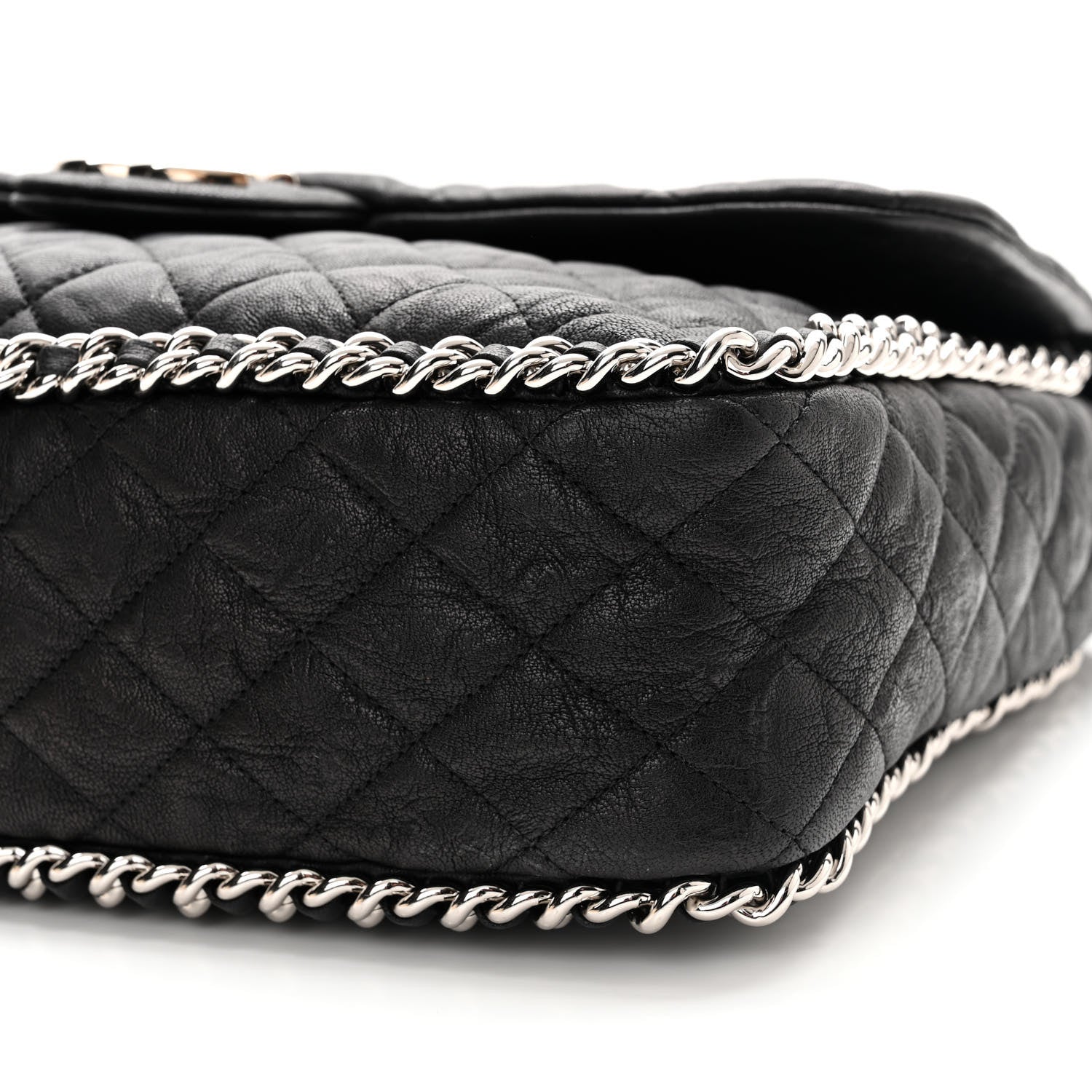 Chanel Washed Lambskin Quilted Maxi Chain Around Flap Black 10 of 11