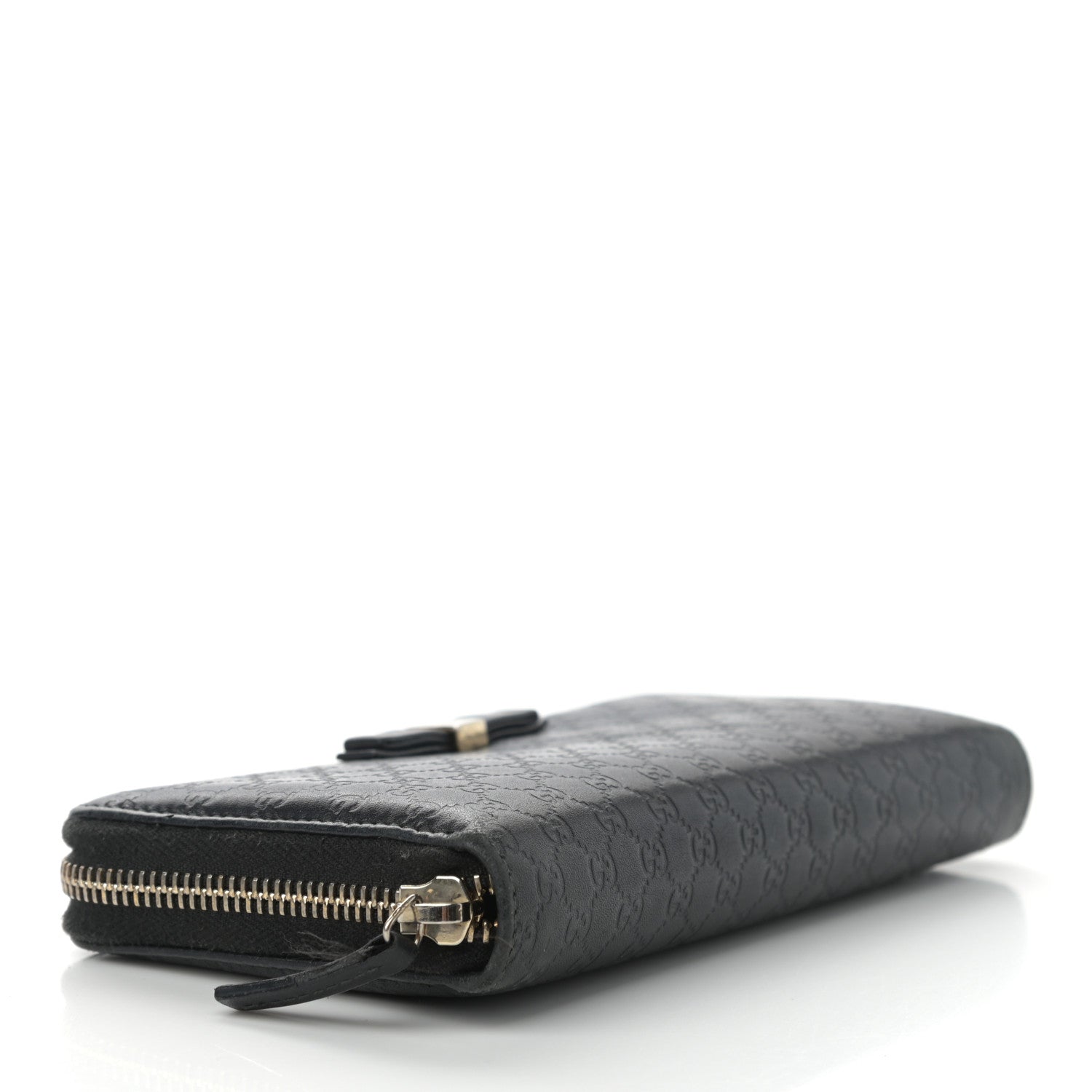 Gucci Microguccissima Bow Zip Around Wallet Black 4 of 12