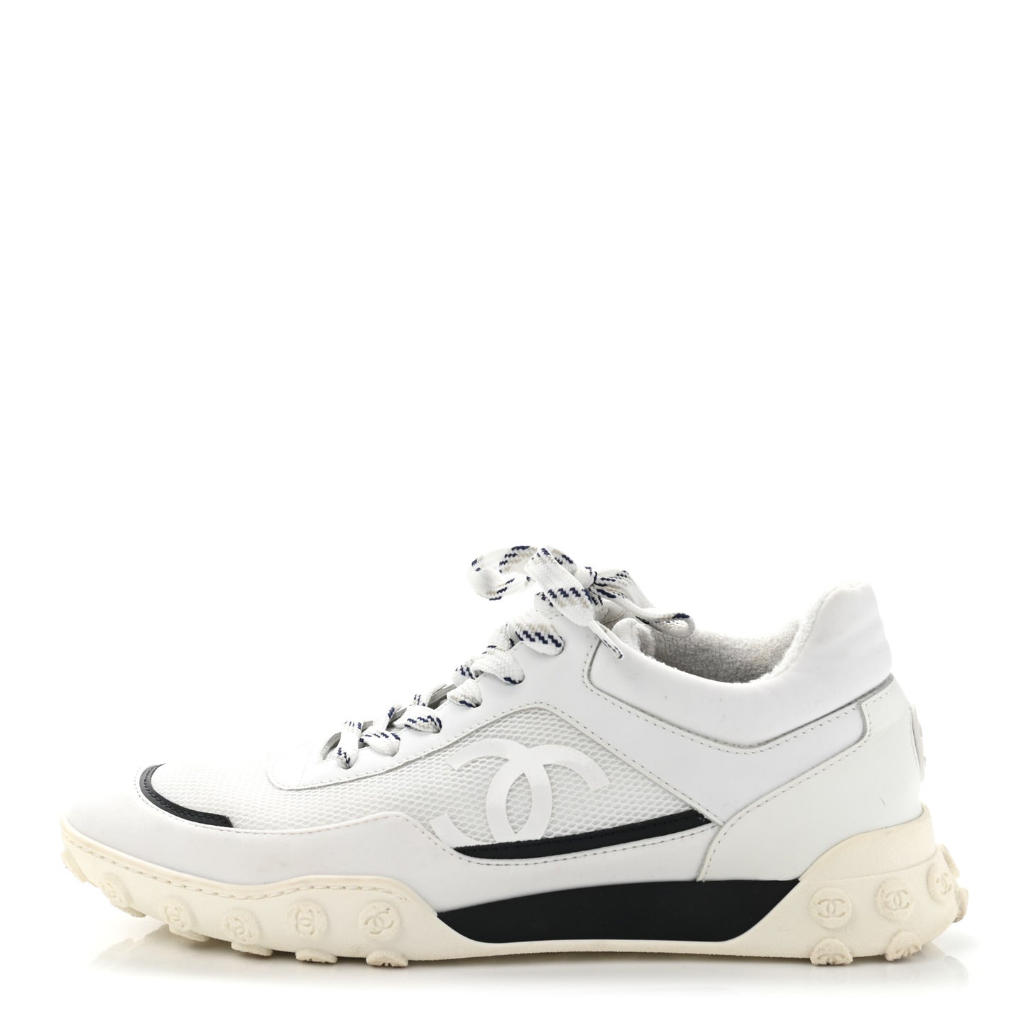 Calfskin Mesh Lycra Womens Logo Sneakers 39.5 White