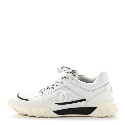Chanel Calfskin Mesh Lycra Womens Logo Sneakers 39.5 White 1 of 16