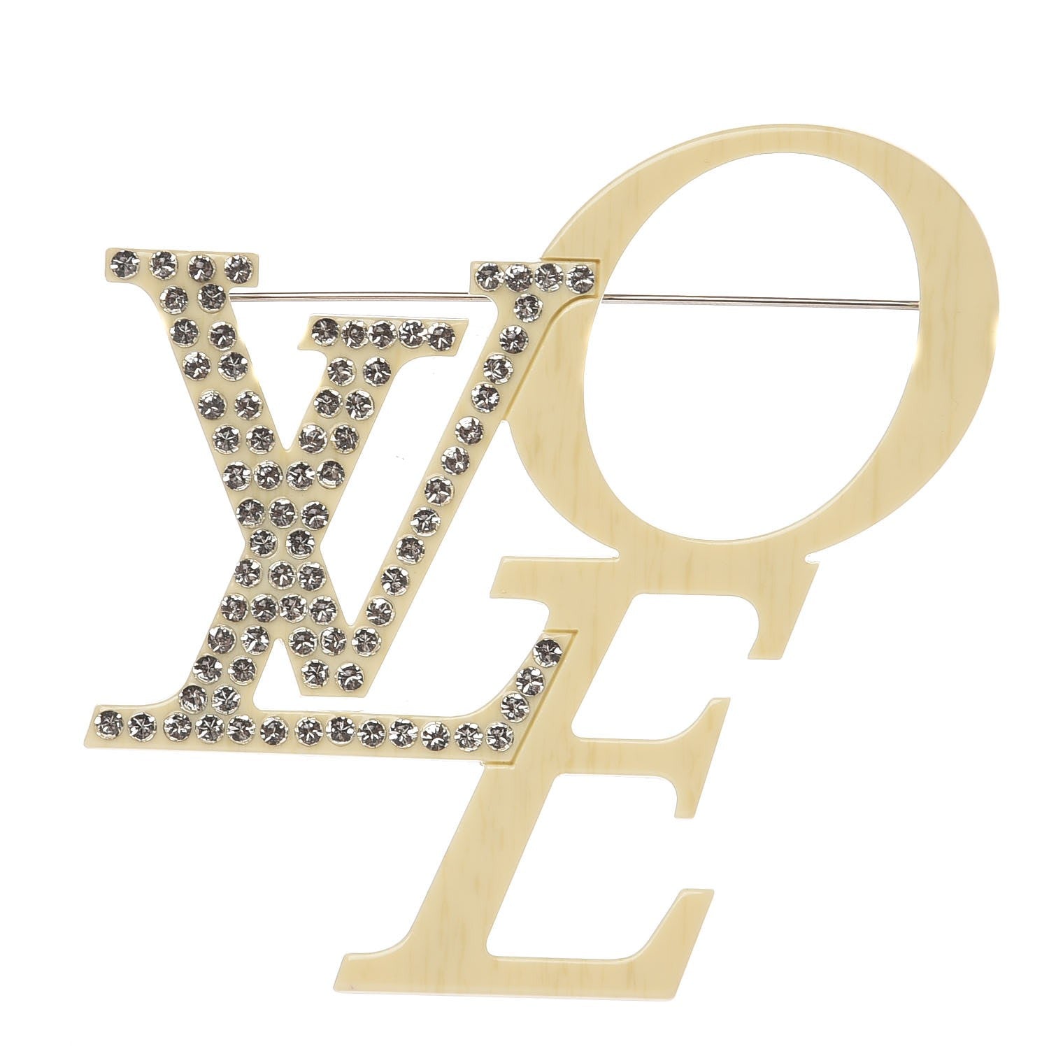Louis Vuitton Swarovski Crystal Love LVoe Brooch 1 of 5